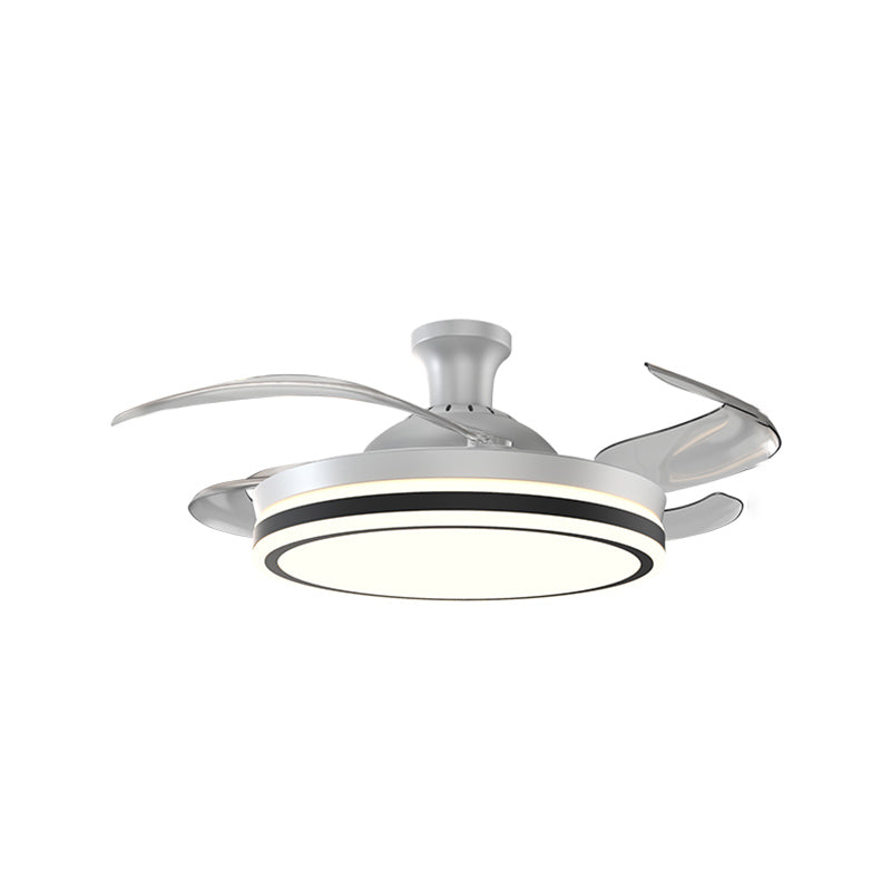 Modern LED Ceiling Fan Light Metal Stripes Semi Flush Mount LED Light