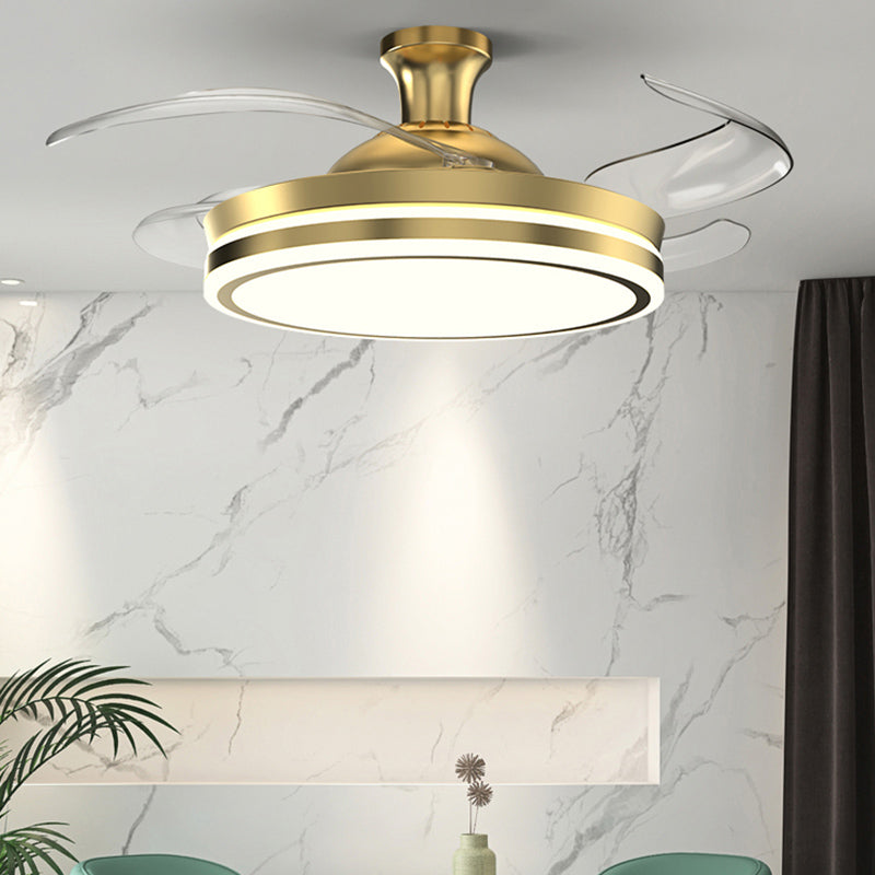 Modern LED Ceiling Fan Light Metal Stripes Semi Flush Mount LED Light