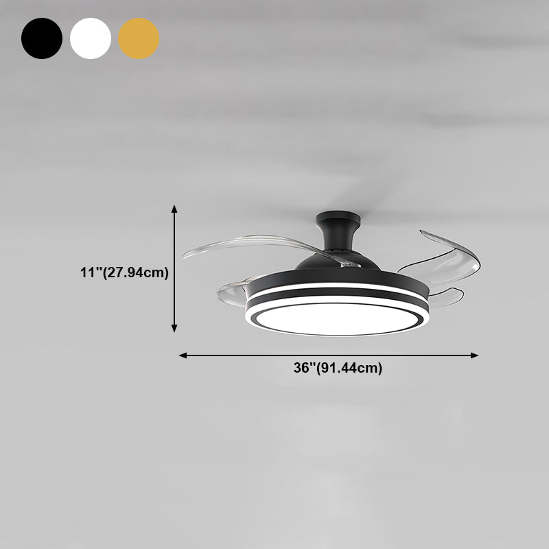 Modern LED Ceiling Fan Light Metal Stripes Semi Flush Mount LED Light