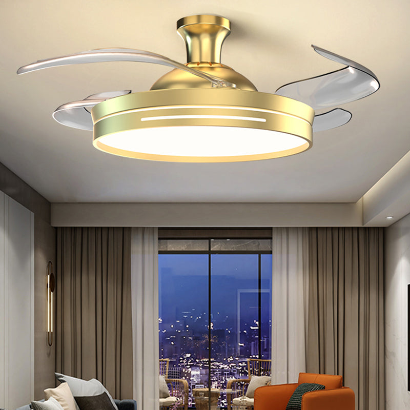 Reversible Blades LED Fan Light Minimalist Dining Room Semi Flush Mount Ceiling Light