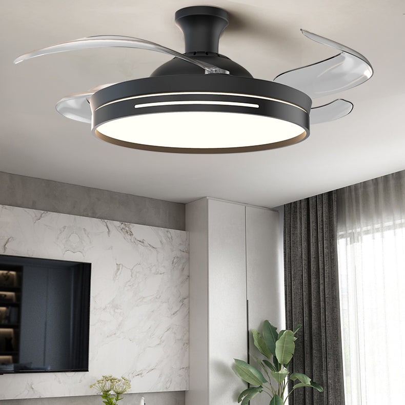 Reversible Blades LED Fan Light Minimalist Dining Room Semi Flush Mount Ceiling Light