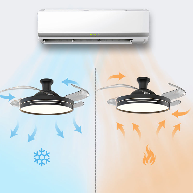 Reversible Blades LED Fan Light Minimalist Dining Room Semi Flush Mount Ceiling Light