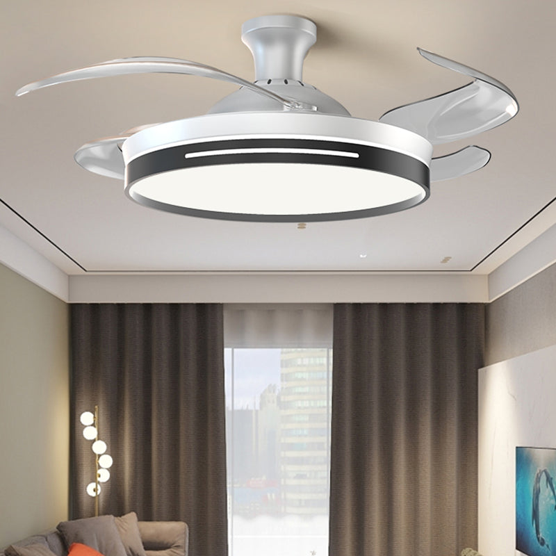 Reversible Blades LED Fan Light Minimalist Dining Room Semi Flush Mount Ceiling Light