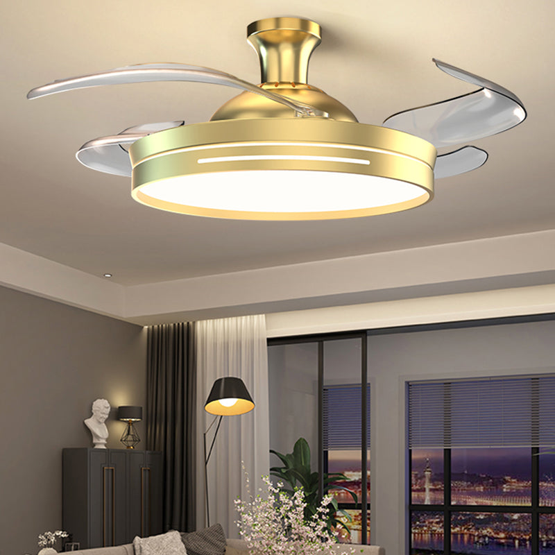 Reversible Blades LED Fan Light Minimalist Dining Room Semi Flush Mount Ceiling Light