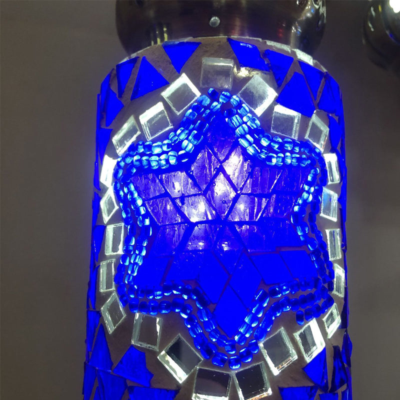 Turkish Style Glass Table Light Vintage Moroccan Desk Lamp Fixture for Bedside