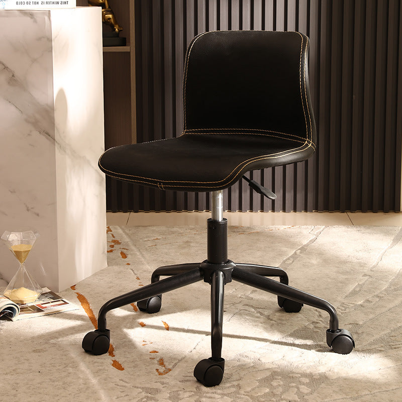 Black Steel Frame Modern Computer Desk Chair Armless Office Chair with Wheels