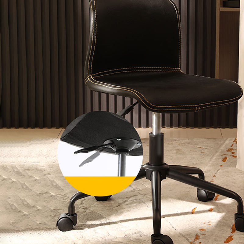 Black Steel Frame Modern Computer Desk Chair Armless Office Chair with Wheels