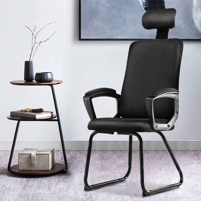 Black Nylon Frame Modern Computer Desk Chair with Wheels High Back Task Chair with Arms