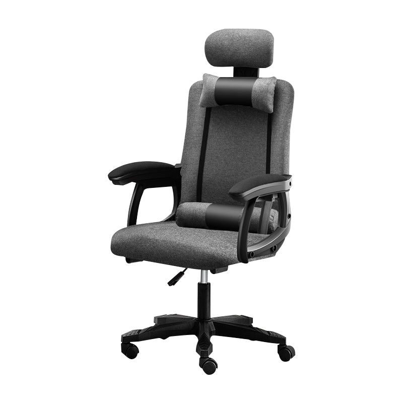 Black Nylon Frame Modern Computer Desk Chair with Wheels High Back Task Chair with Arms