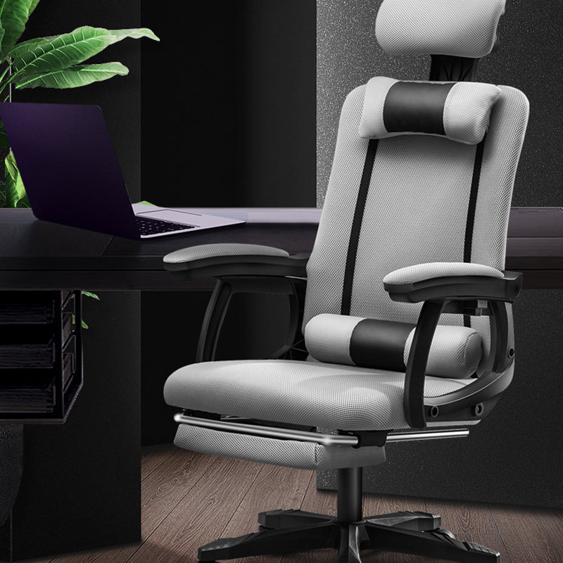 Black Nylon Frame Modern Computer Desk Chair with Wheels High Back Task Chair with Arms