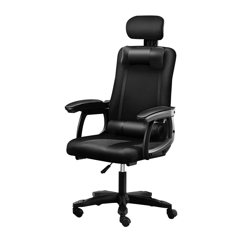 Black Nylon Frame Modern Computer Desk Chair with Wheels High Back Task Chair with Arms