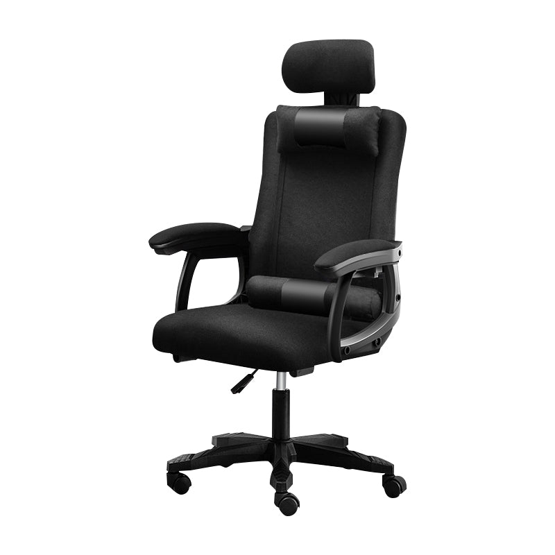 Black Nylon Frame Modern Computer Desk Chair with Wheels High Back Task Chair with Arms