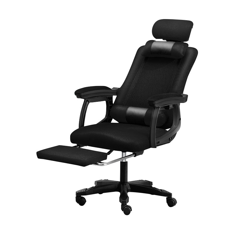 Black Nylon Frame Modern Computer Desk Chair with Wheels High Back Task Chair with Arms