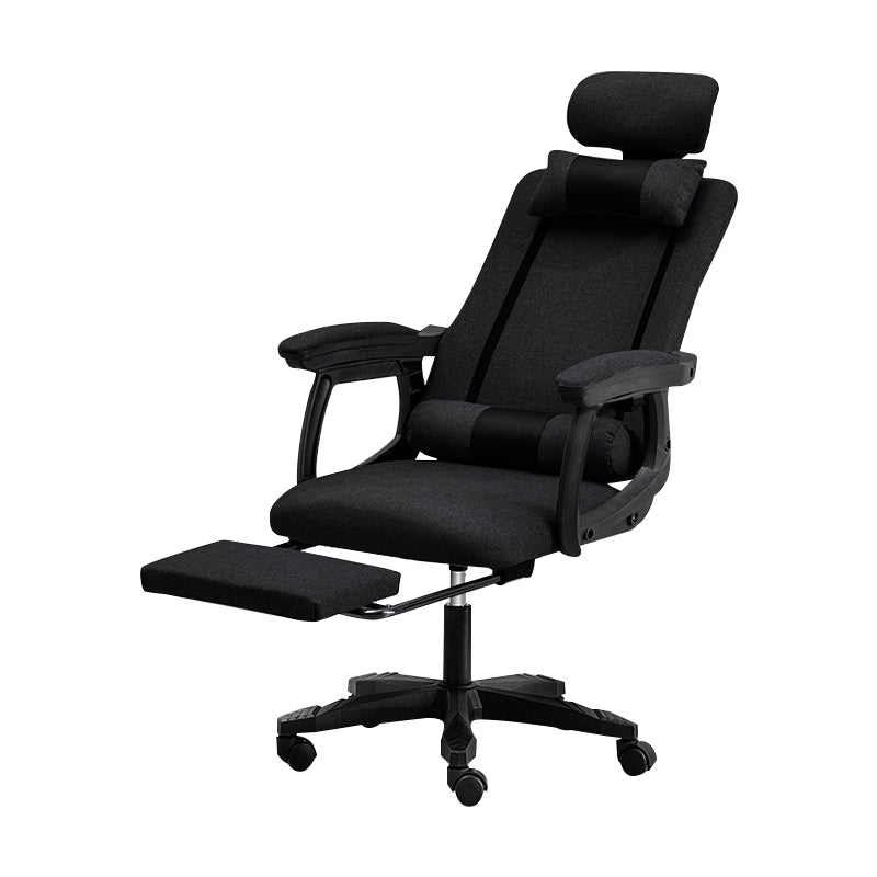 Black Nylon Frame Modern Computer Desk Chair with Wheels High Back Task Chair with Arms