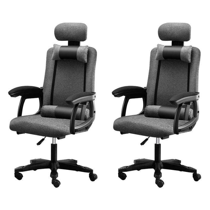 Black Nylon Frame Modern Computer Desk Chair with Wheels High Back Task Chair with Arms