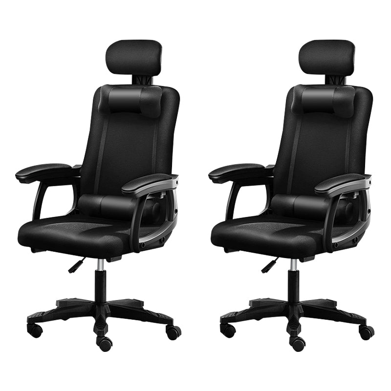 Black Nylon Frame Modern Computer Desk Chair with Wheels High Back Task Chair with Arms