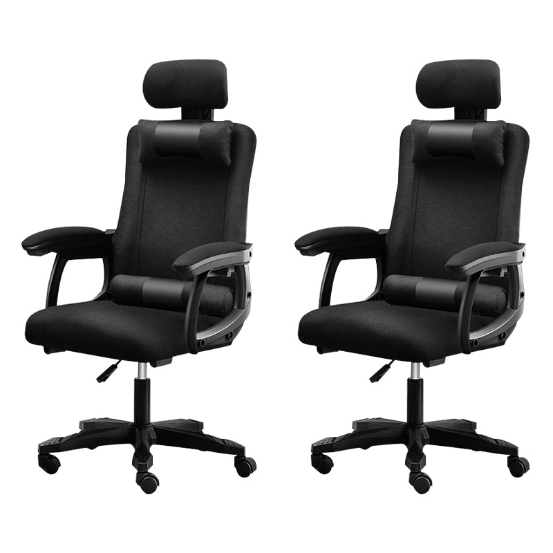 Black Nylon Frame Modern Computer Desk Chair with Wheels High Back Task Chair with Arms