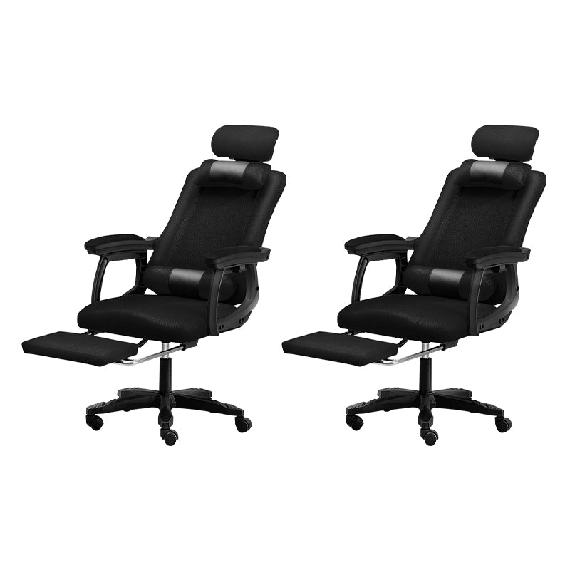 Black Nylon Frame Modern Computer Desk Chair with Wheels High Back Task Chair with Arms