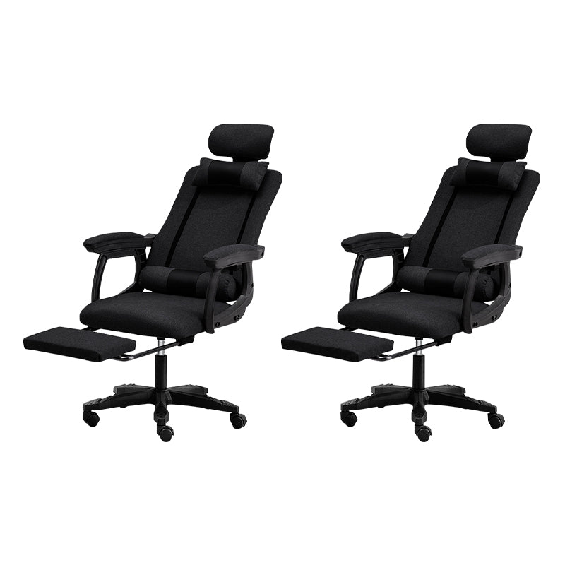 Black Nylon Frame Modern Computer Desk Chair with Wheels High Back Task Chair with Arms
