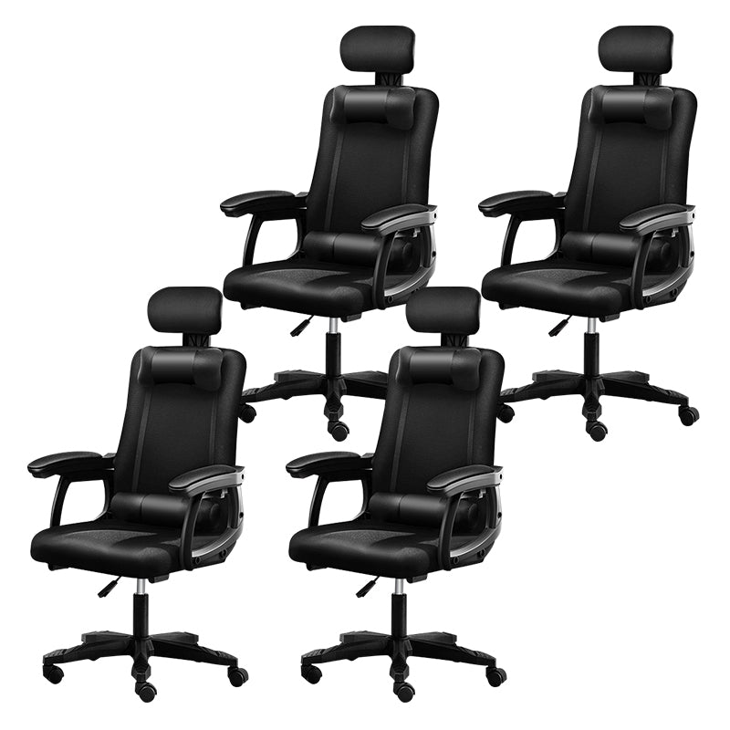 Black Nylon Frame Modern Computer Desk Chair with Wheels High Back Task Chair with Arms