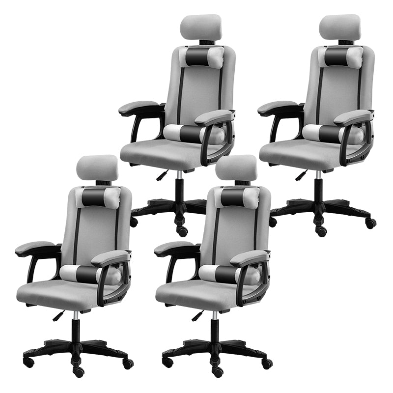 Black Nylon Frame Modern Computer Desk Chair with Wheels High Back Task Chair with Arms