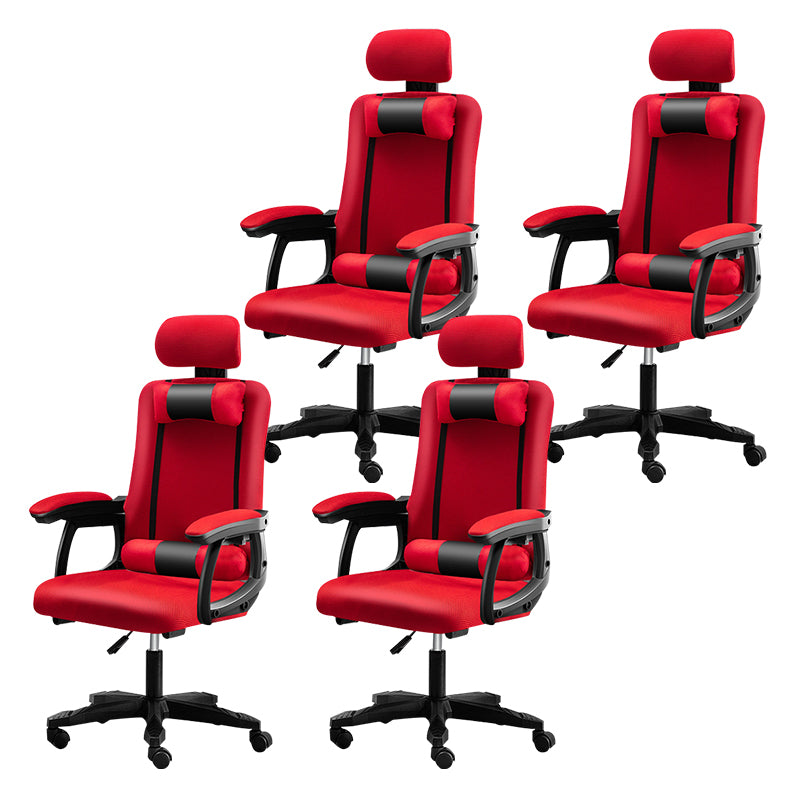 Black Nylon Frame Modern Computer Desk Chair with Wheels High Back Task Chair with Arms