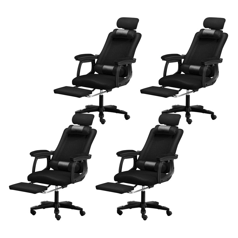 Black Nylon Frame Modern Computer Desk Chair with Wheels High Back Task Chair with Arms