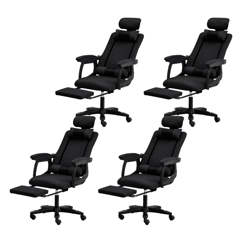 Black Nylon Frame Modern Computer Desk Chair with Wheels High Back Task Chair with Arms