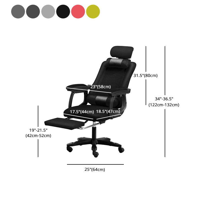 Black Nylon Frame Modern Computer Desk Chair with Wheels High Back Task Chair with Arms