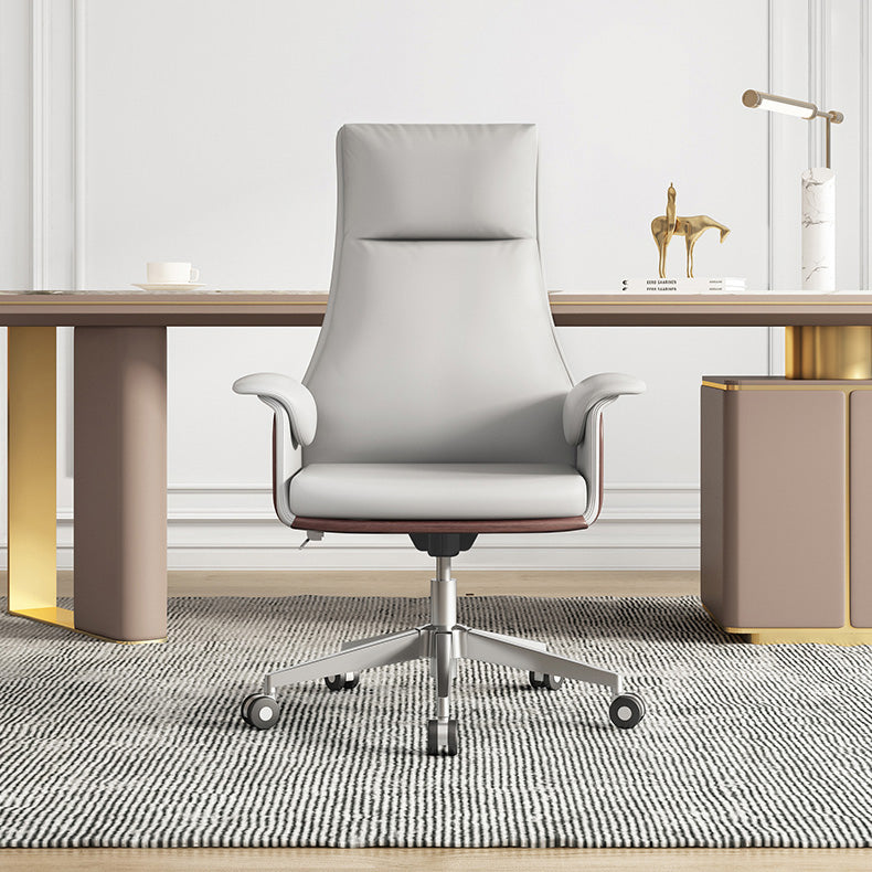 Upholstered Office Chair with Padded Arms Modern Task Chair with Metal Frame