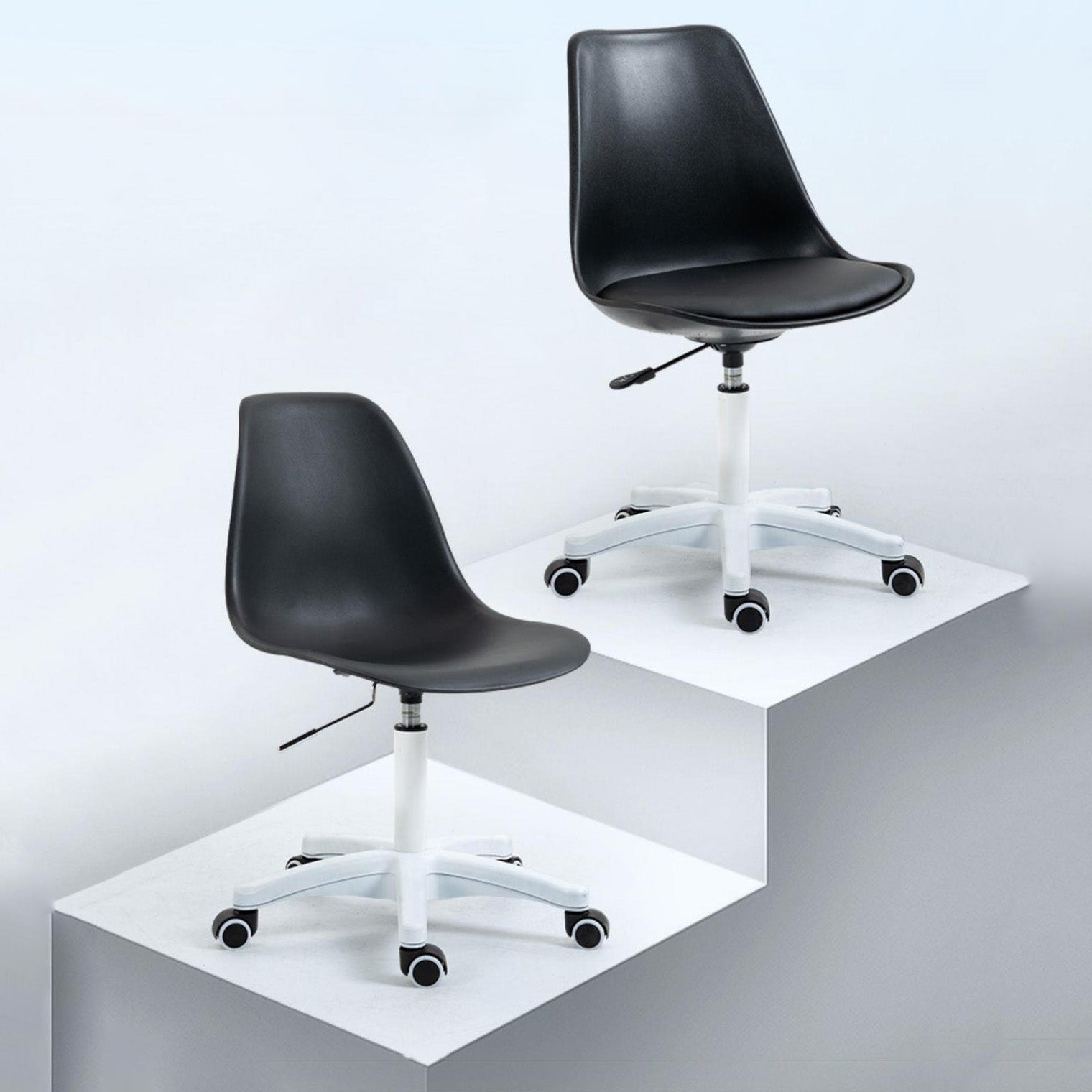 White Nylon Modern Desk Chair Mid-Back Leather Conference Chair