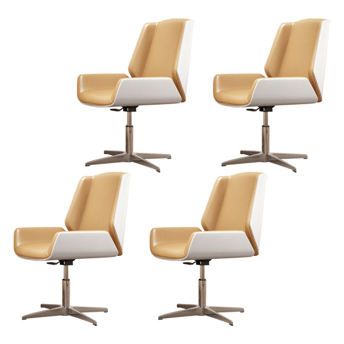 Contemporary Mid Back Task Chair with Padded Arms Upholstered Desk Chair with Metal Frame