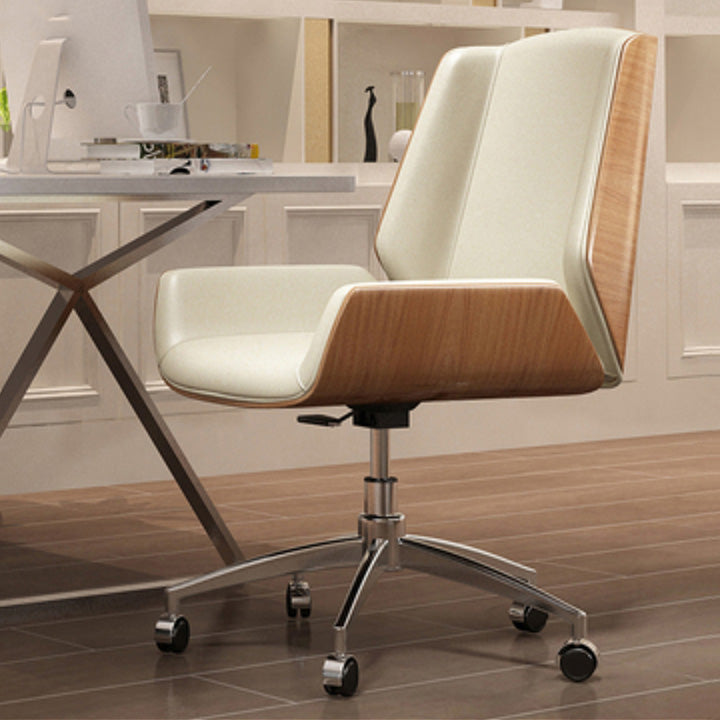 Contemporary Mid Back Task Chair with Padded Arms Upholstered Desk Chair with Metal Frame