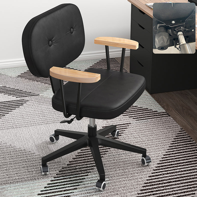 Nylon Base Modern Computer Desk Chair with Wheels Mid Back Task Chair with Fixed Arms