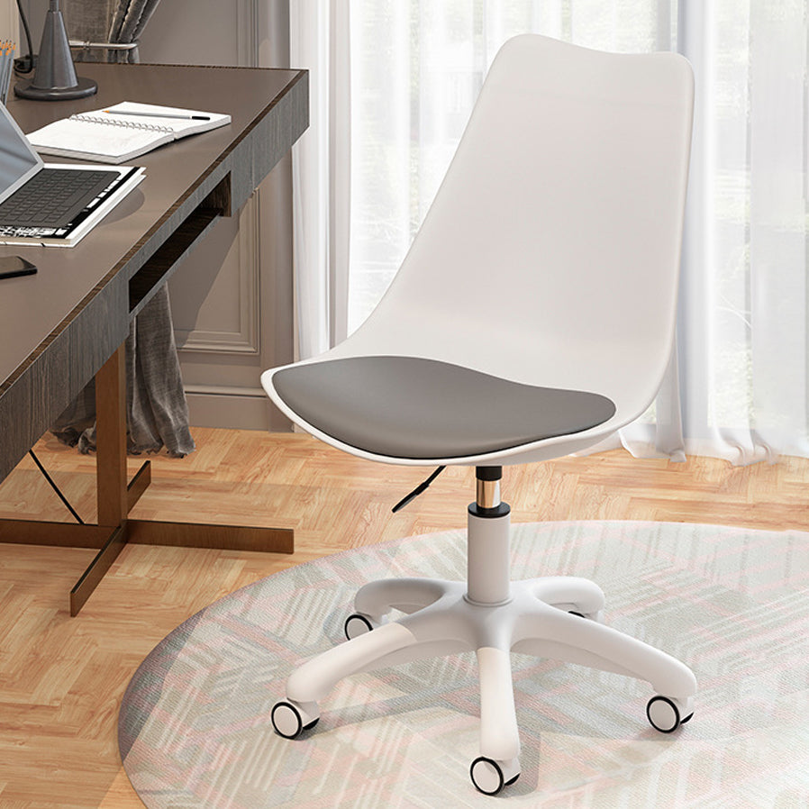 Modern White Nylon Desk Chair with Low Back Home Office Chair