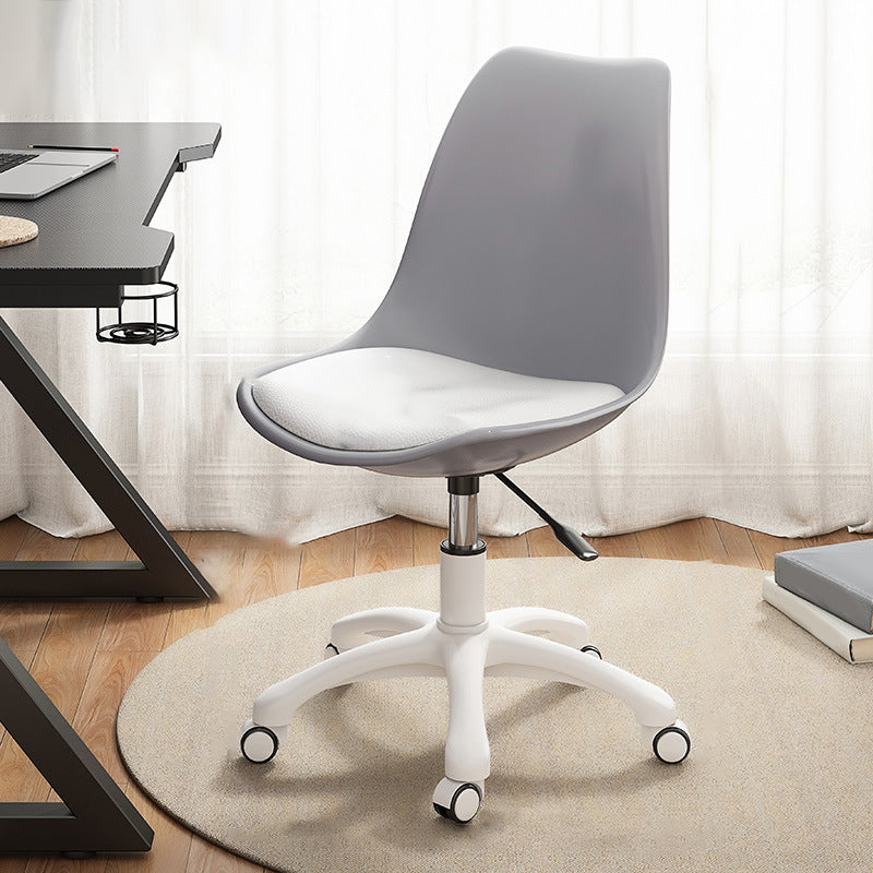 Modern White Nylon Desk Chair with Low Back Home Office Chair