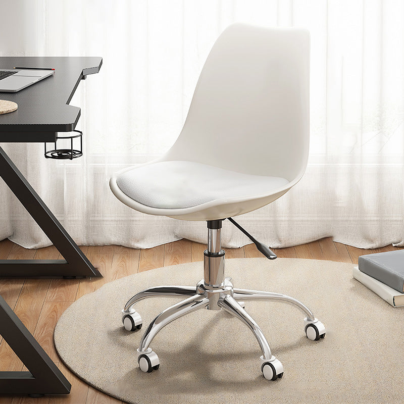 Modern White Nylon Desk Chair with Low Back Home Office Chair