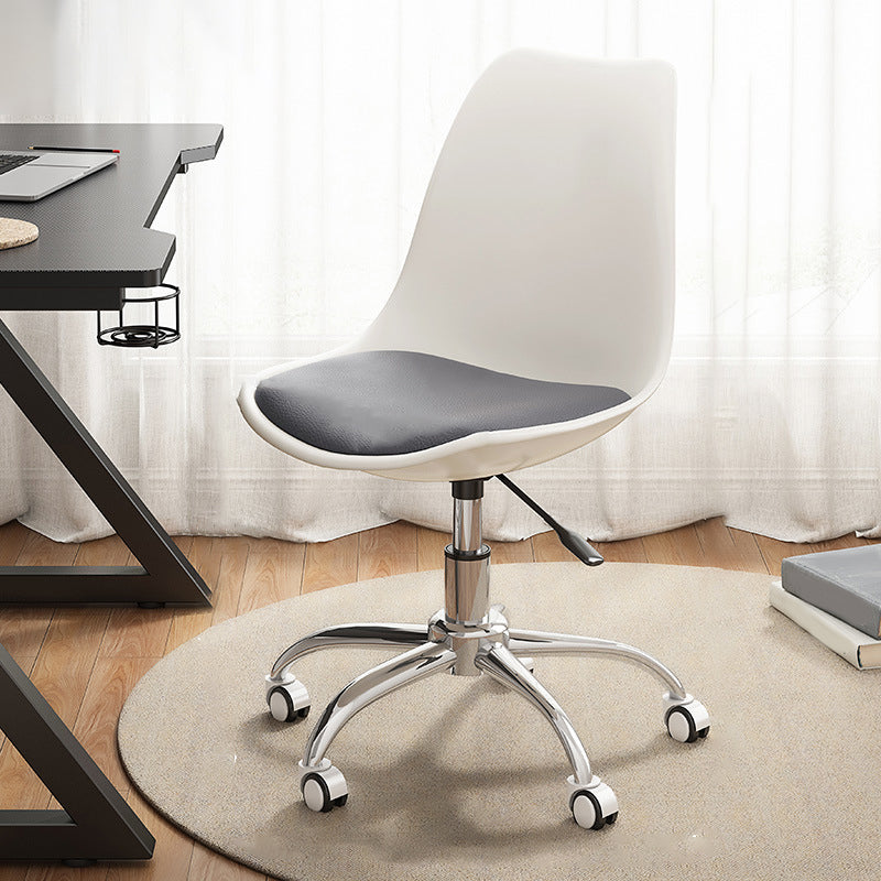 Modern White Nylon Desk Chair with Low Back Home Office Chair