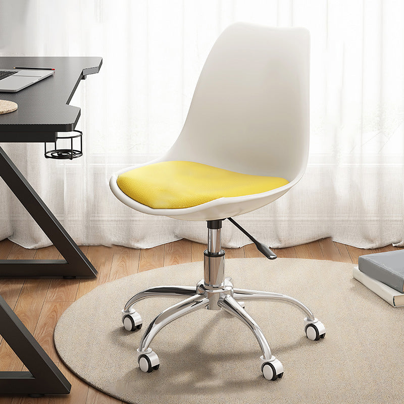 Modern White Nylon Desk Chair with Low Back Home Office Chair