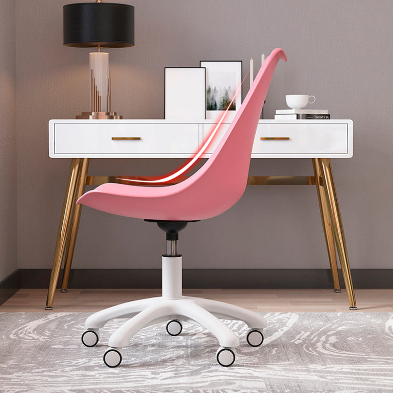 Modern White Nylon Desk Chair with Low Back Home Office Chair