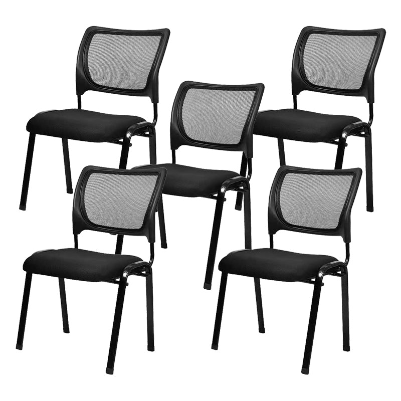 Armless Conference Chair with Metal Frame Modern Task Chair with Black Legs