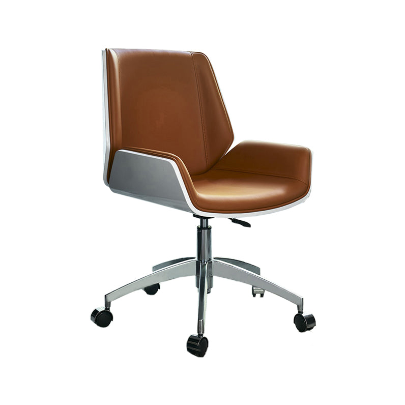 Mid Back Computer Desk Chair with Padded Arms Contemporary Office Chair with Metal Frame
