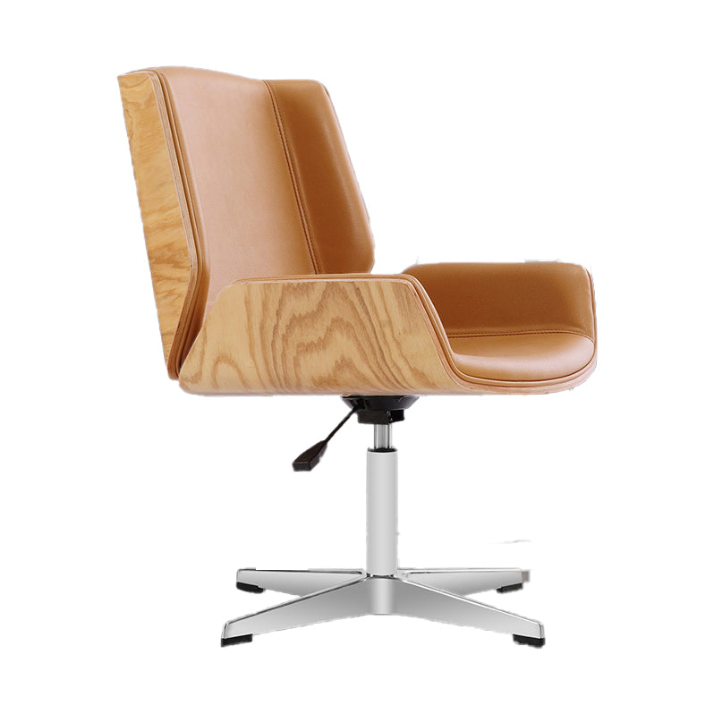 Mid Back Computer Desk Chair with Padded Arms Contemporary Office Chair with Metal Frame