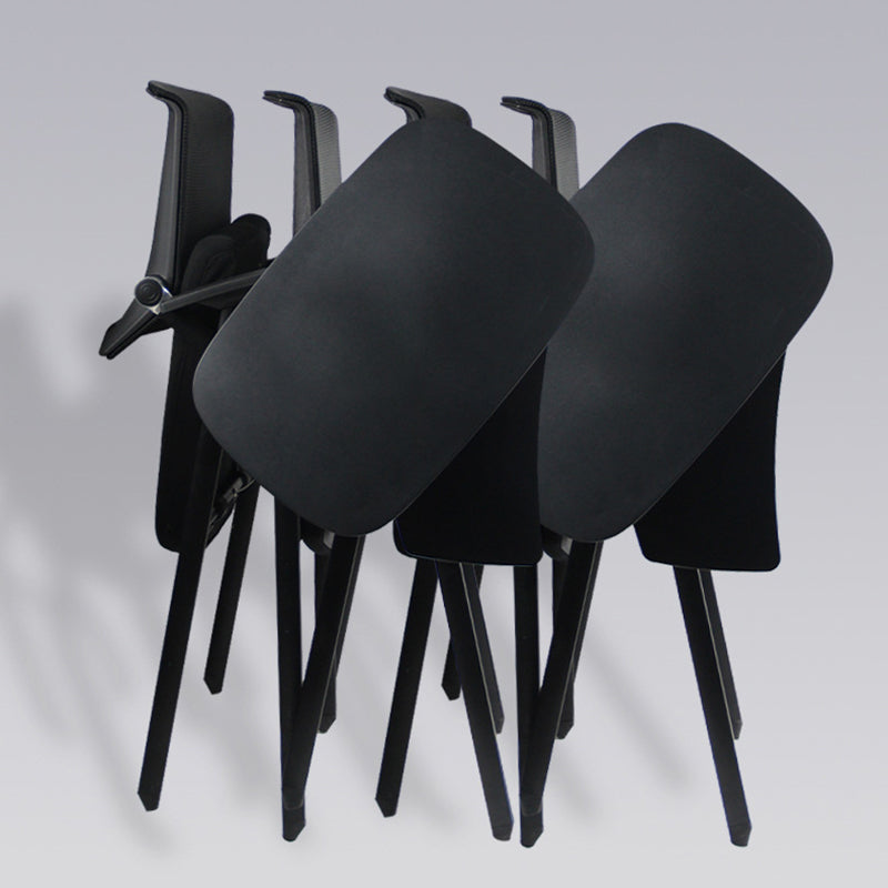 Black Metal Frame Modern Task Chair with Arms Conference Chair with Mid Back