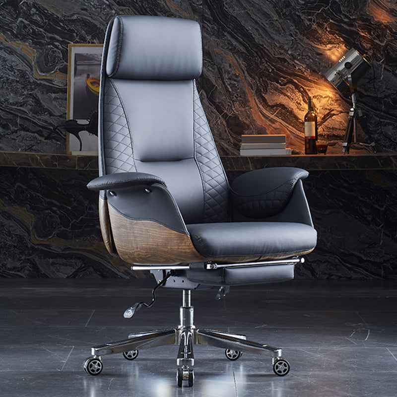 High Back Executive Swivel Office Chair Chrome Metal Frame Modern Ergonomic Task Chair