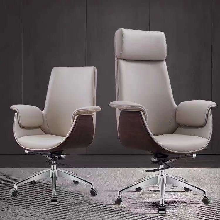 Modern Armless Swivel Chair with Chrome Frame Executive Height-adjustable Office Chair