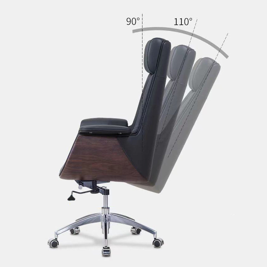 Modern Armless Swivel Chair with Chrome Frame Executive Height-adjustable Office Chair