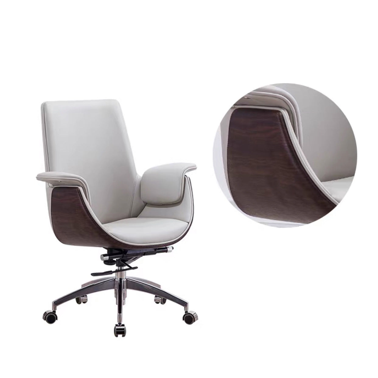 Modern Armless Swivel Chair with Chrome Frame Executive Height-adjustable Office Chair