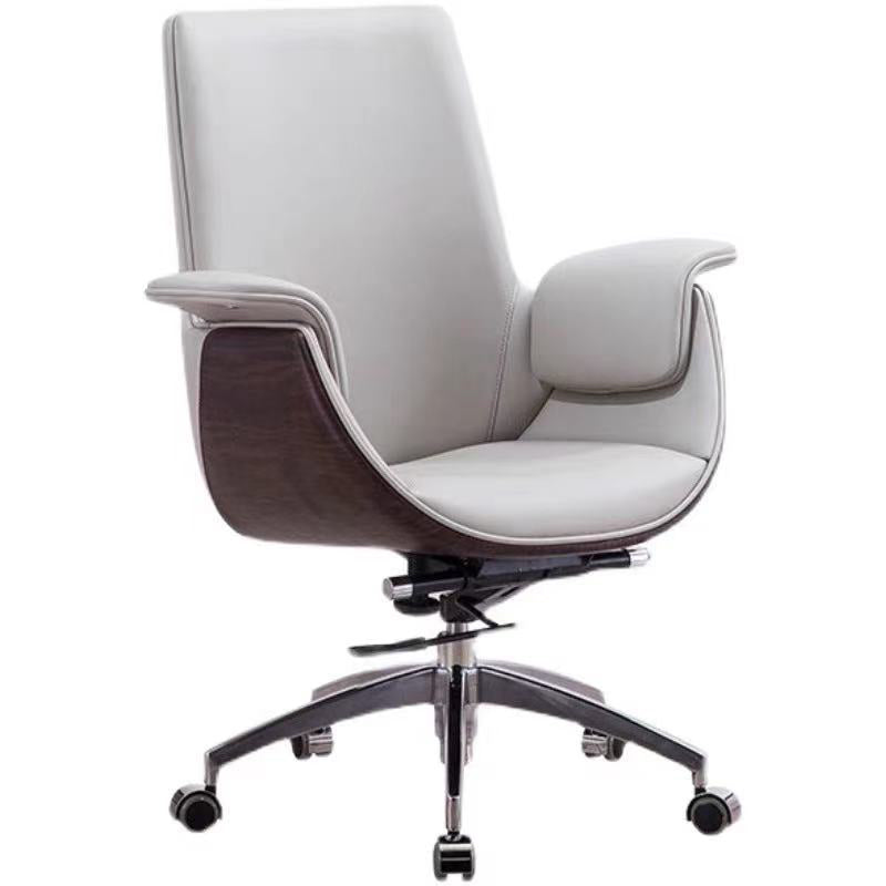 Modern Armless Swivel Chair with Chrome Frame Executive Height-adjustable Office Chair