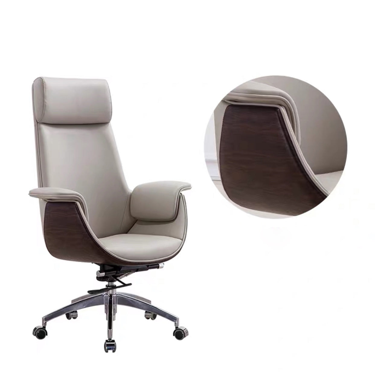 Modern Armless Swivel Chair with Chrome Frame Executive Height-adjustable Office Chair